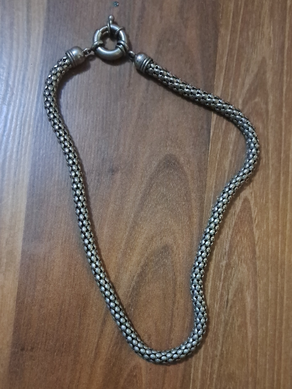 Woven Chain Necklace in Antique Silver Tone